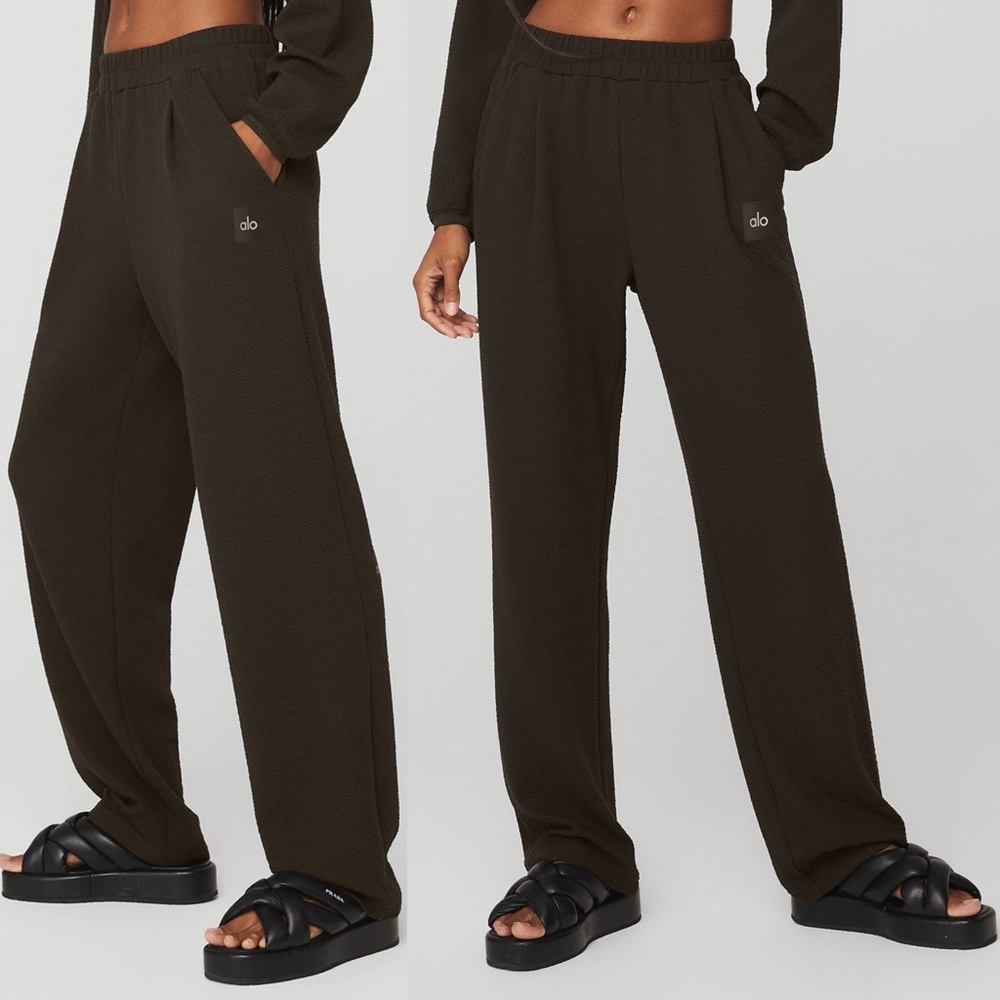 ALO YOGA High-Waist Tailored Sweatpant Sz L/32” In Espresso